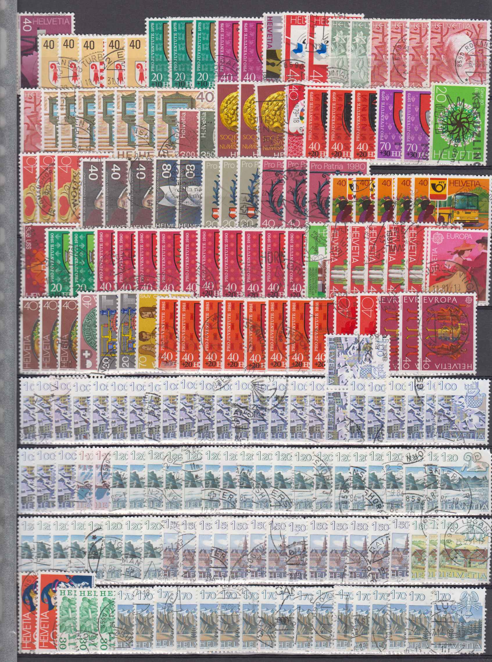 Switzerland — Collection on 5 stockpages with 1990+ stmaps including ordinary semi postal & air post…