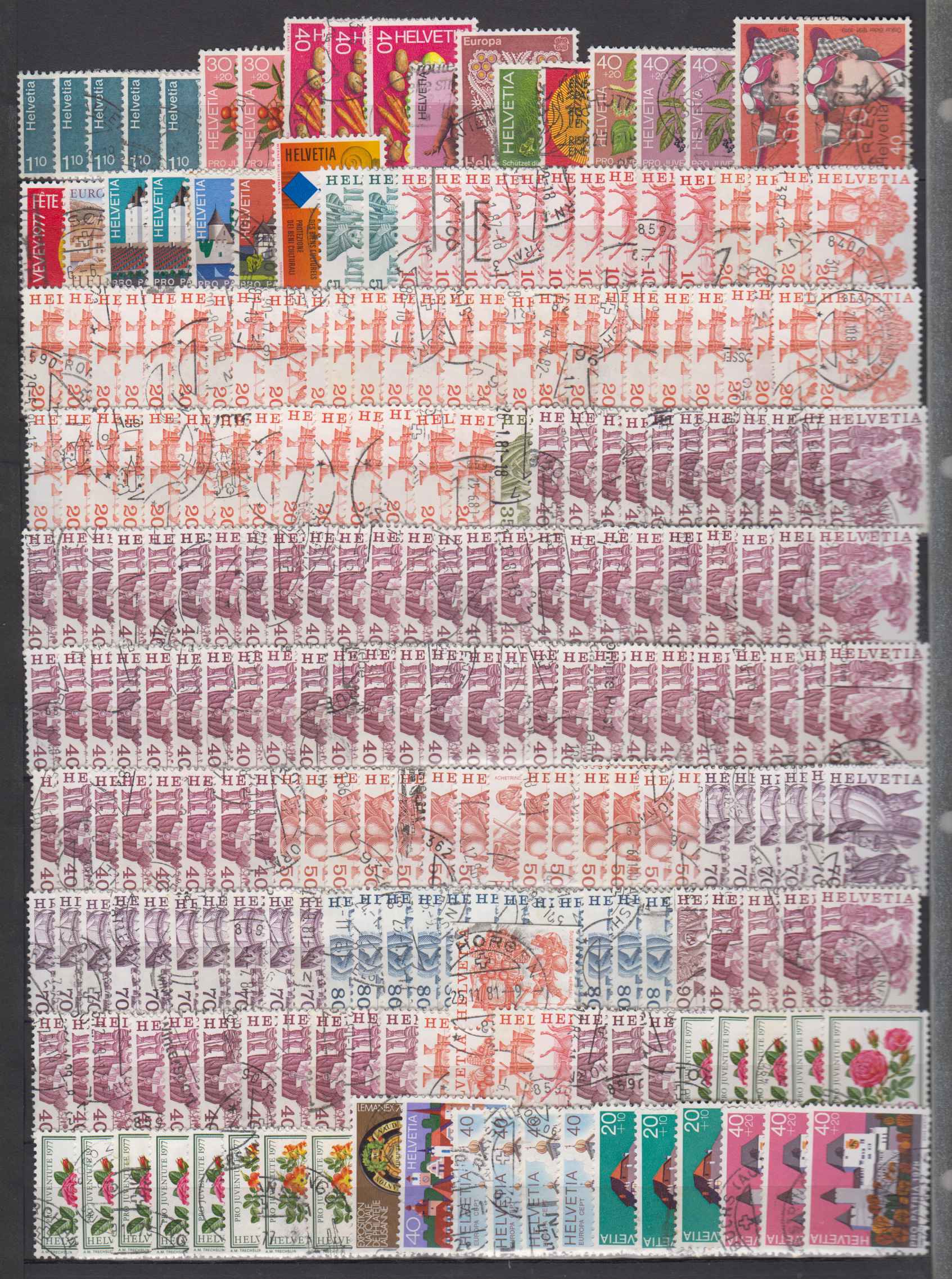 Switzerland — Collection on 5 stockpages with 1990+ stmaps including ordinary semi postal & air post…