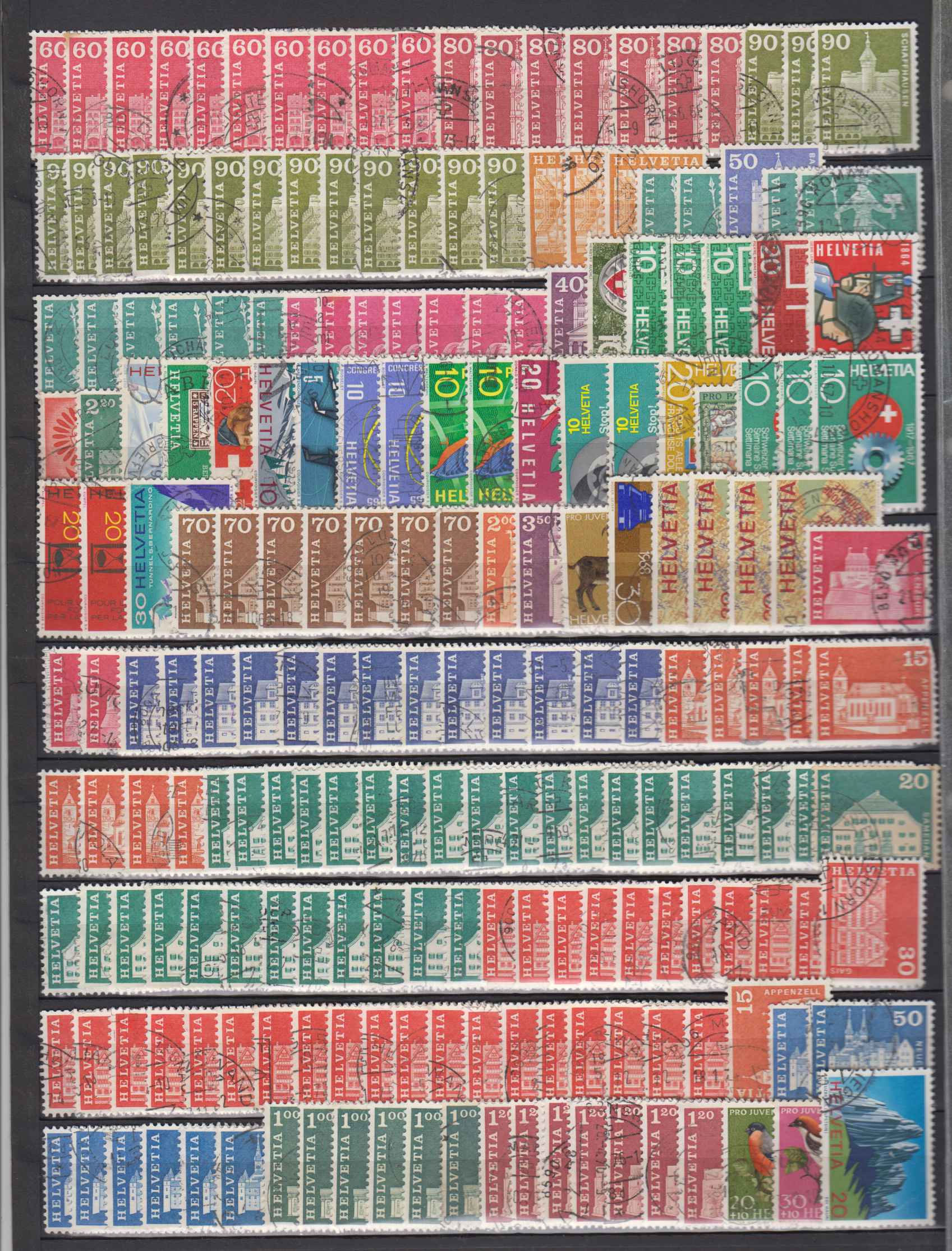 Switzerland — Collection on 5 stockpages with 1990+ stmaps including ordinary semi postal & air post…