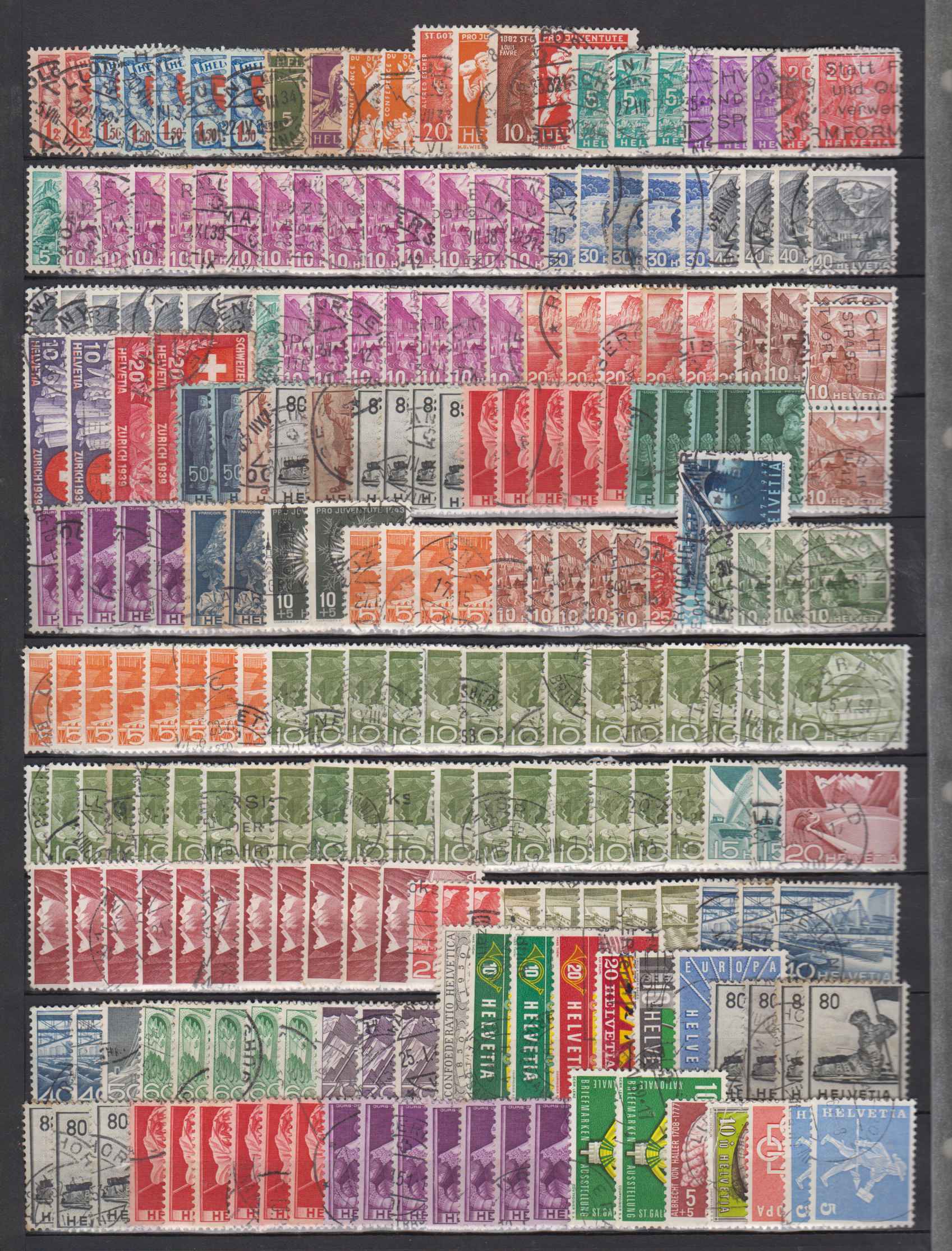 Switzerland — Collection on 5 stockpages with 1990+ stmaps including ordinary semi postal & air post…