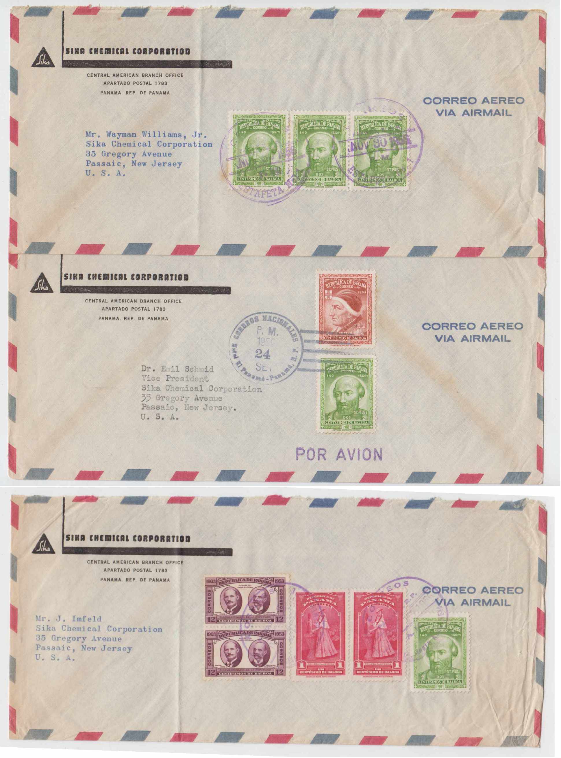 Panama 1956 — Popes issue
