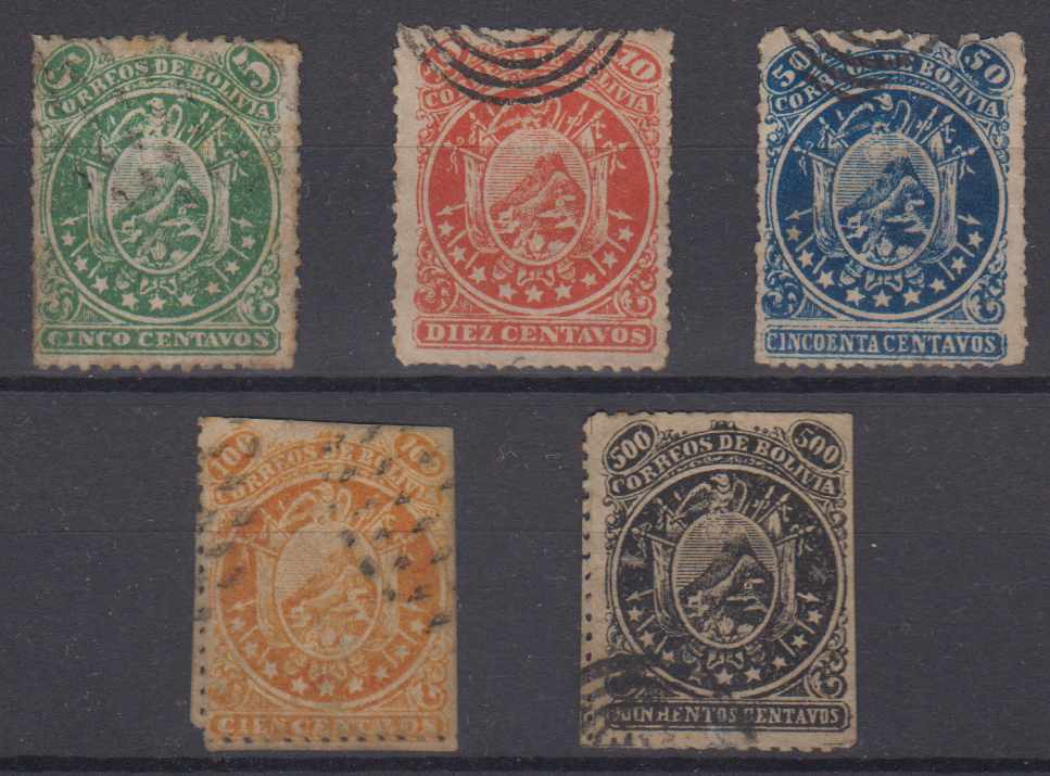 Bolivia 1868 — Scott 10-14