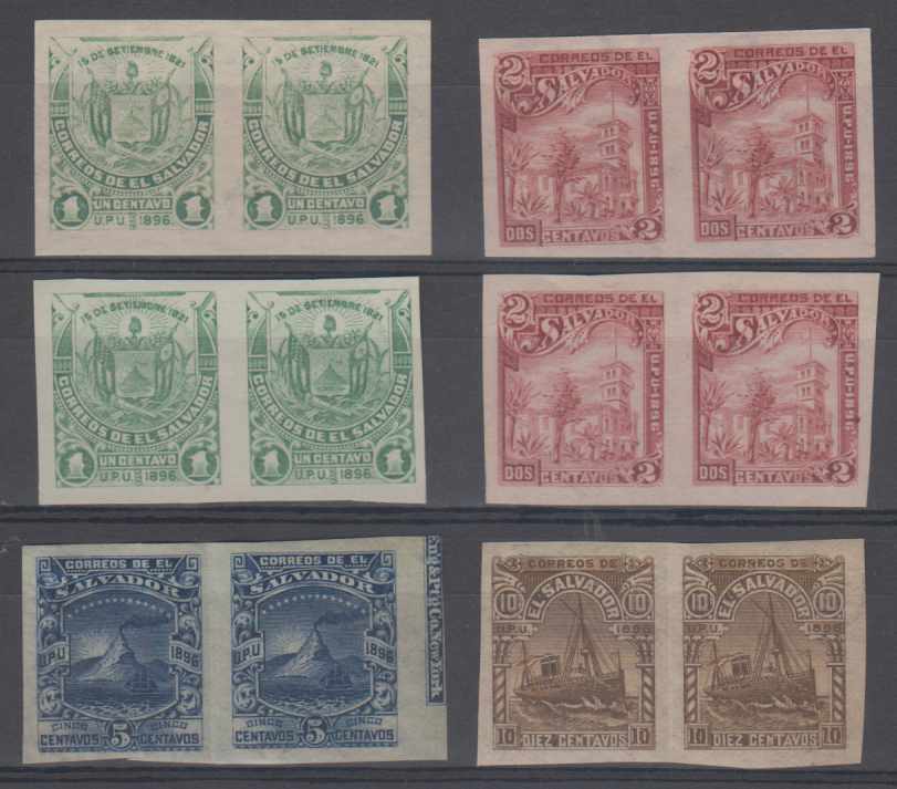 El Salvador 1896 — Scott 146-147, 157B-157C & 157E-157F