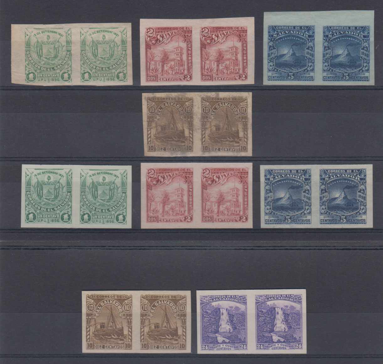 El Salvador 1896 — Scott 146-147, 149-150, 157B-157C, 157E-157F & 157K