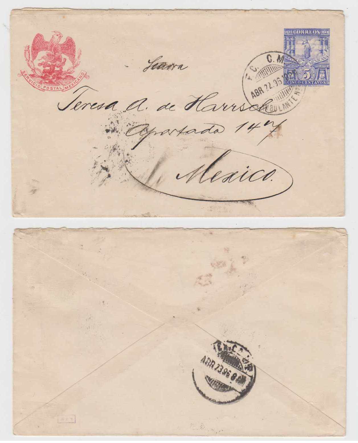 Mexico 1896 — Railroad Tpo Cancels