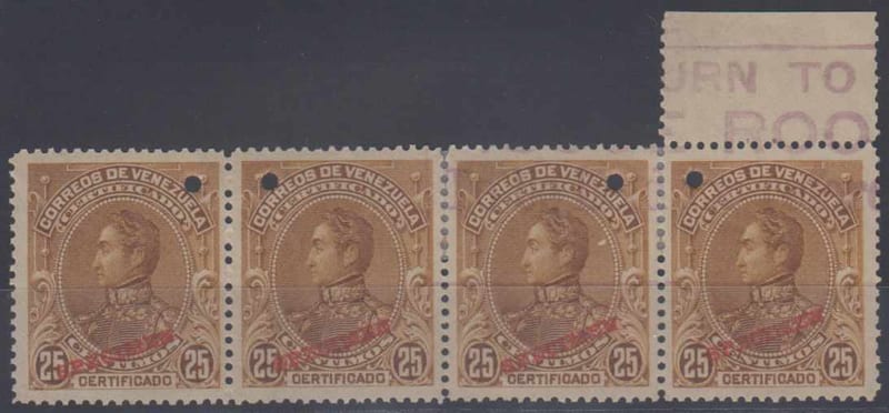 Venezuela 1899 — Registration stamps
