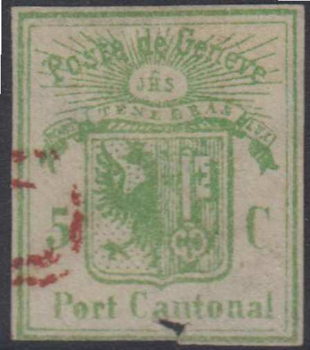 Switzerland 1847 — Envelope stamp used as adhesive