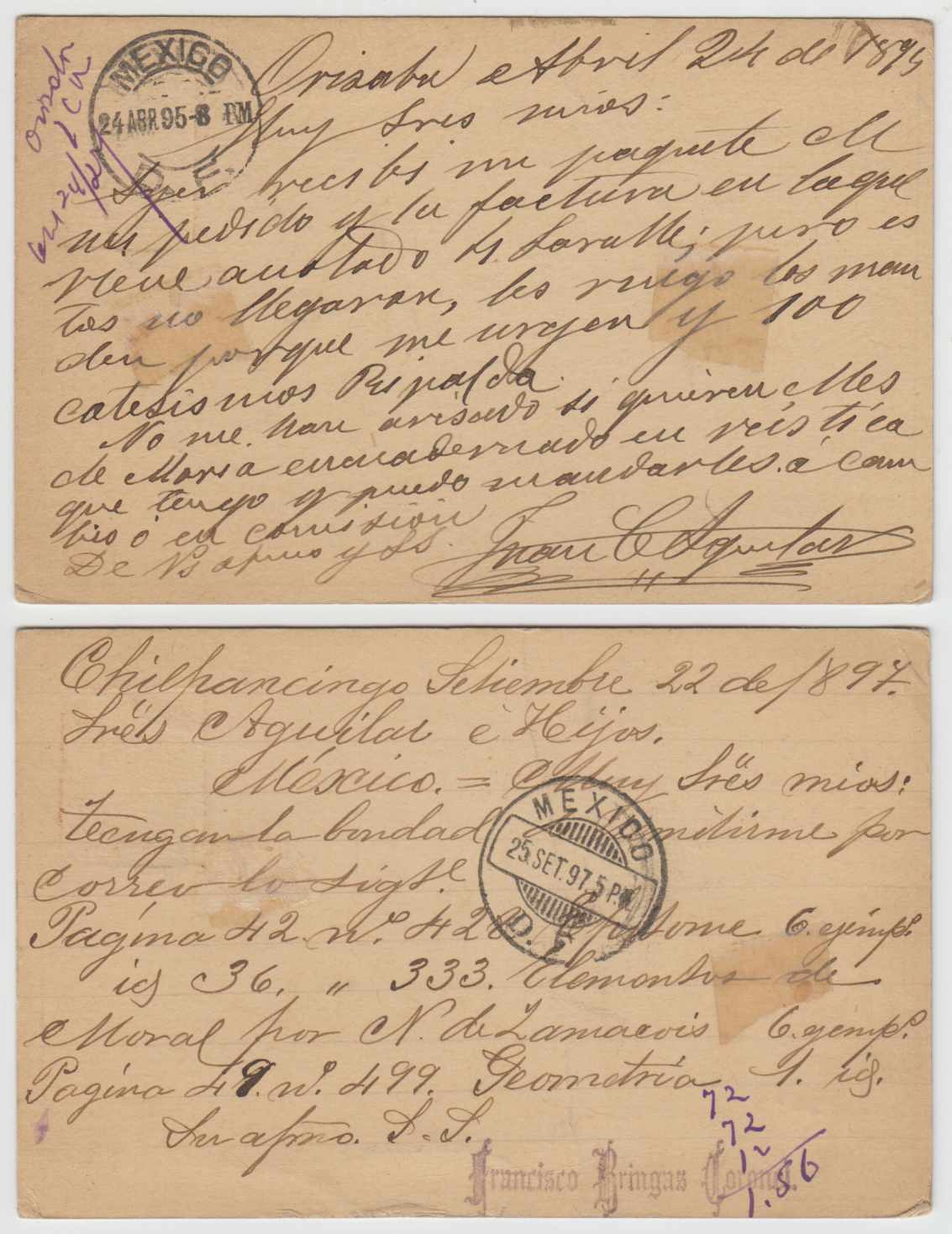 Mexico 1895 — Mepsi Pc68-pc69