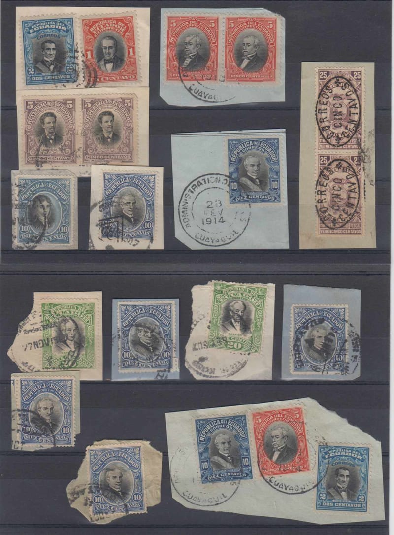 Ecuador 1900 — Group of 14 pieces with nice frankings or cancellations