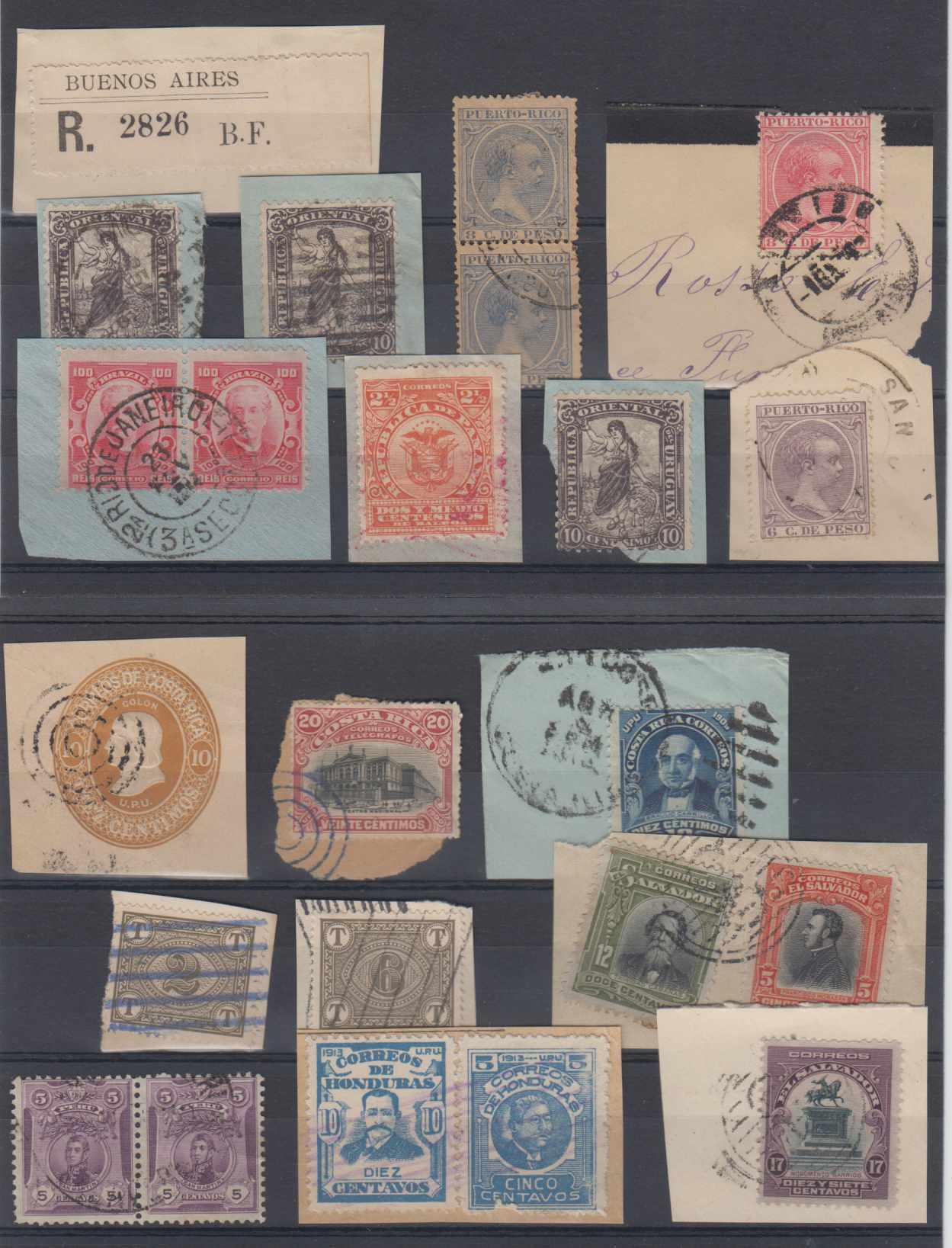 Latin America 1870 — Collection of 37 pieces, one single & a pair