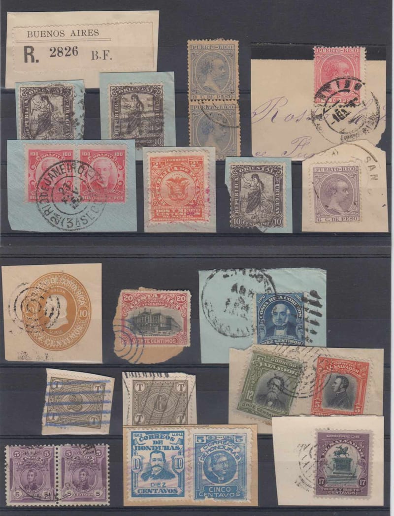 Latin America 1870 — Collection of 37 pieces, one single & a pair