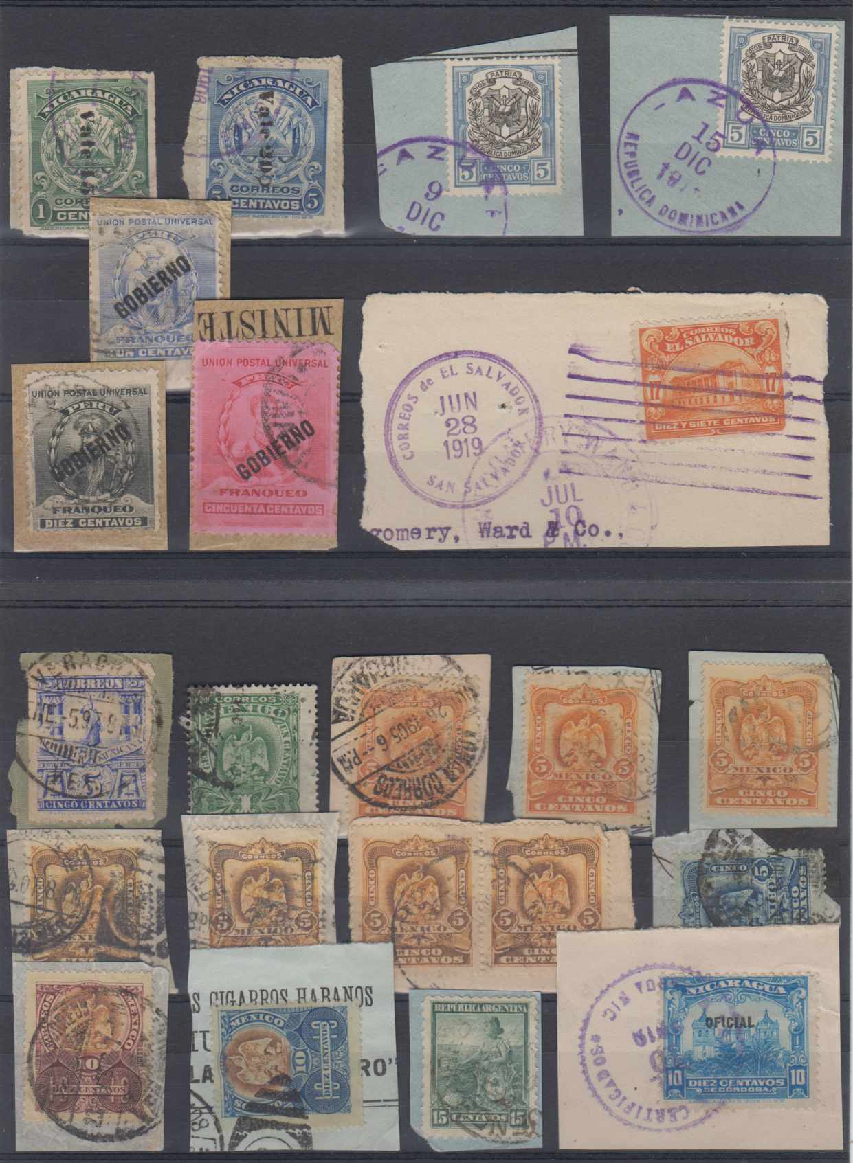 Latin America 1870 — Collection of 37 pieces, one single & a pair