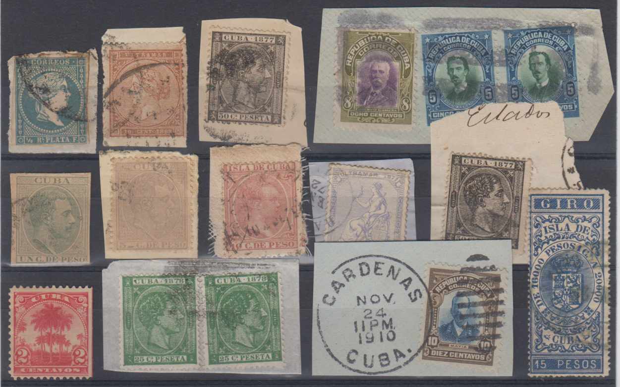 Spain 1855 — Group of 11 pieces & two singles including nice stamps