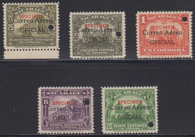 Nicaragua 1933 — Airpost official stamps