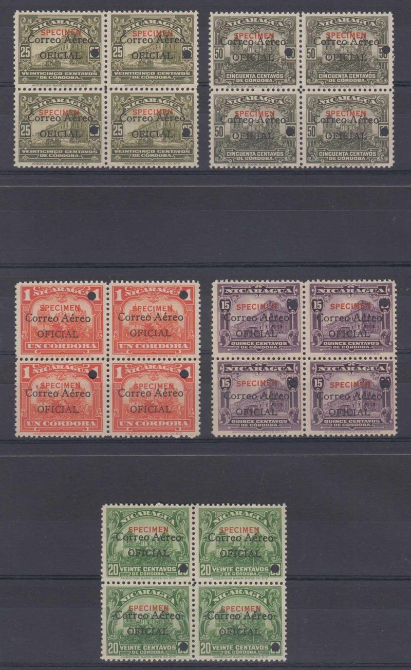 Nicaragua 1933 — Air post official stamps