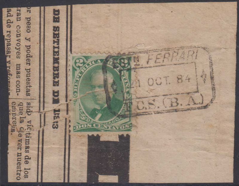 Argentina 1884 — Railroad cancel
