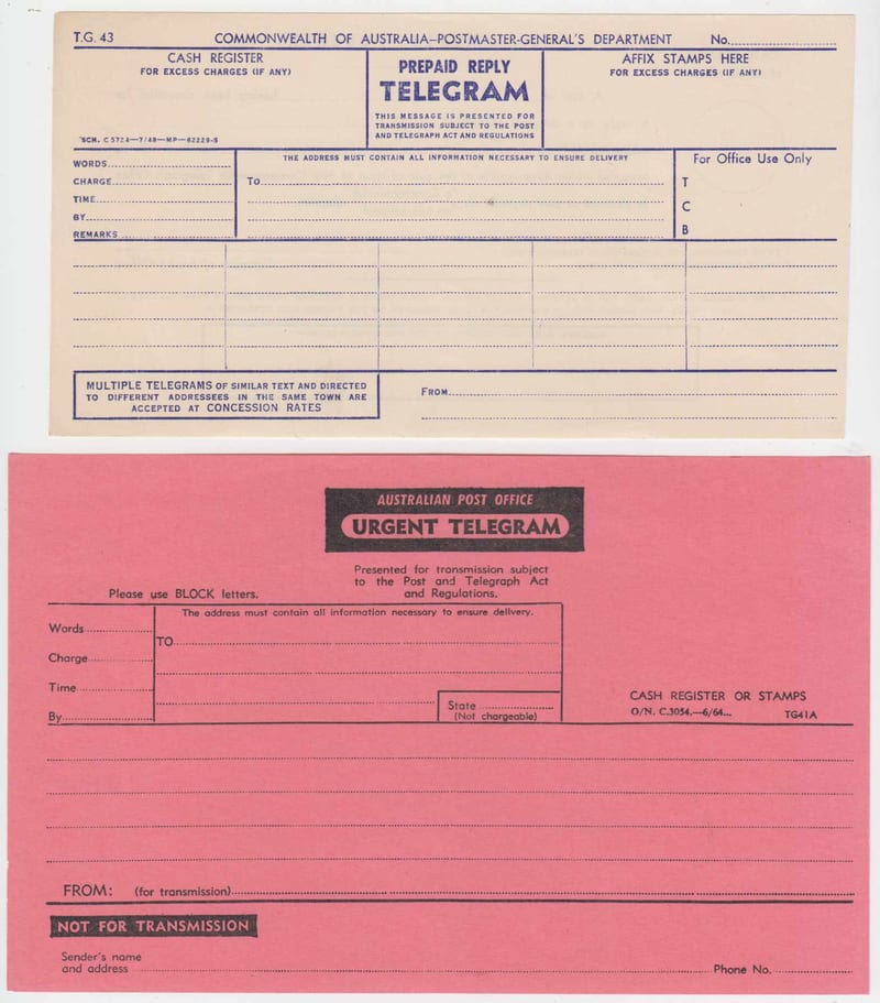 Australia 1900 — Telegram & Phonogram Forms