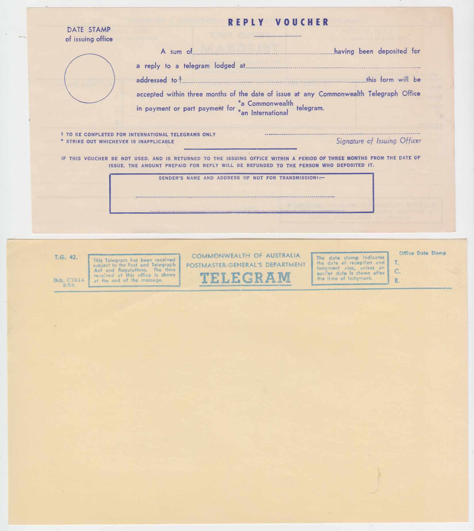 Australia 1900 — Telegram & Phonogram Forms