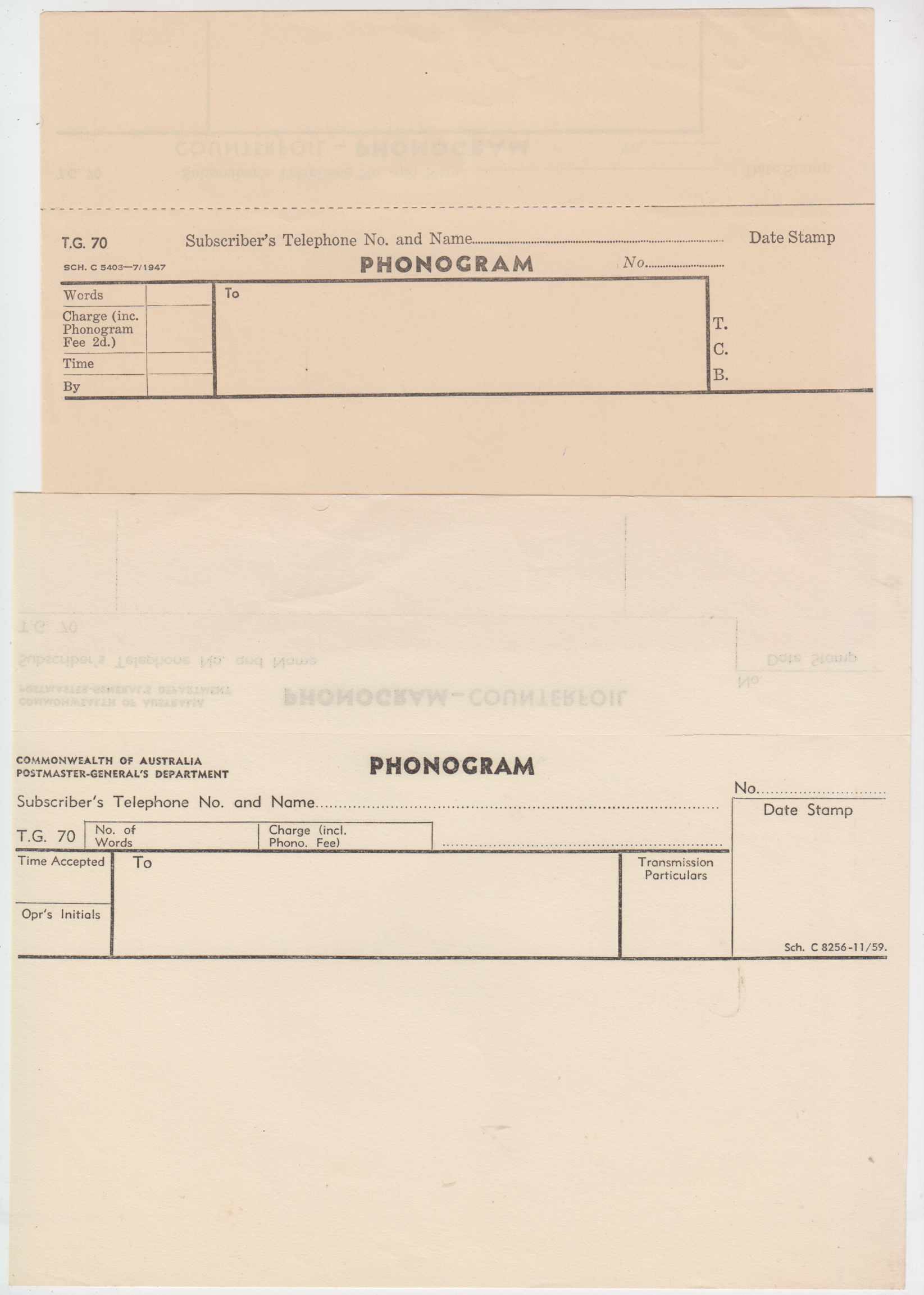 Australia 1900 — Telegram & Phonogram Forms