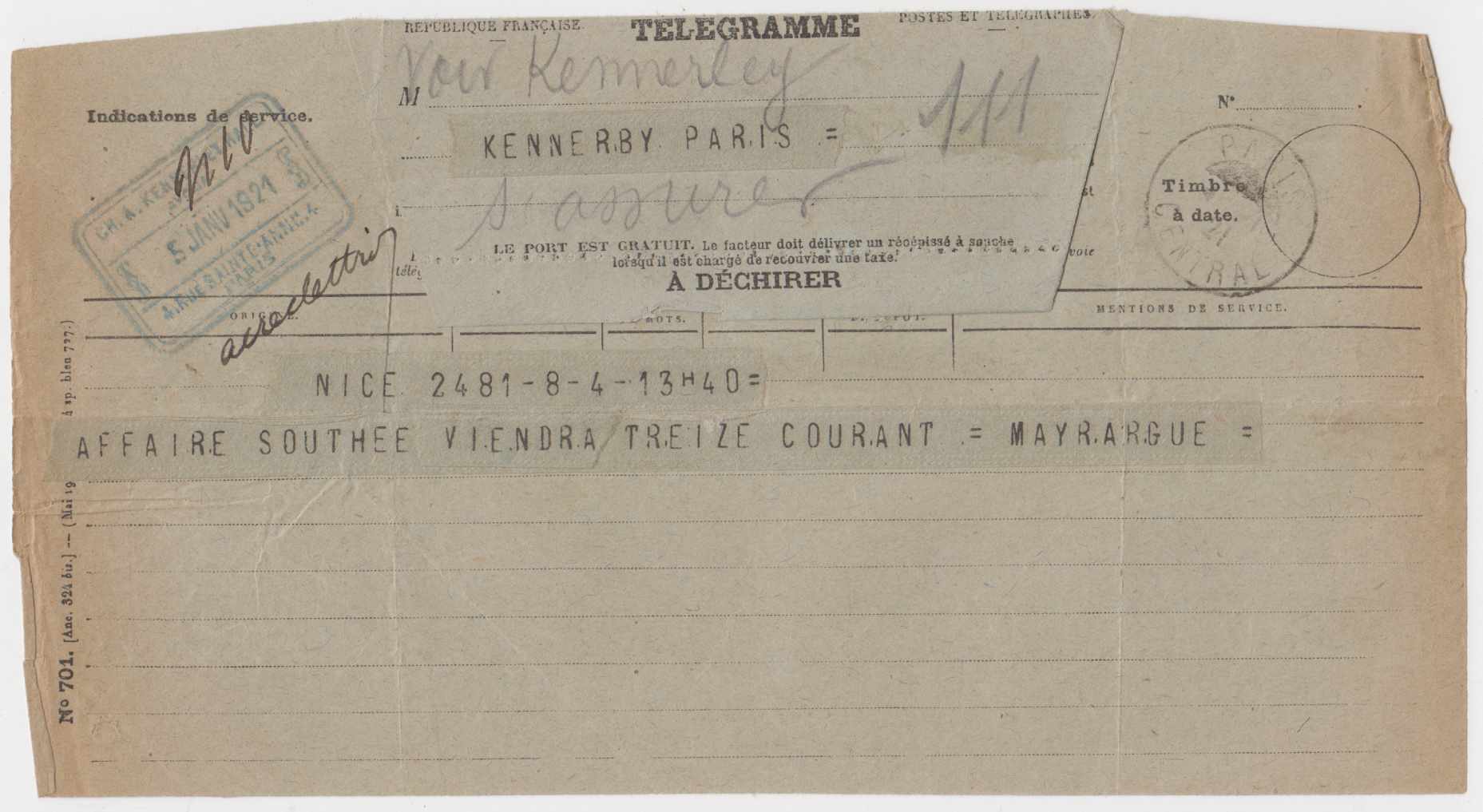 France 1901 — Telegrams