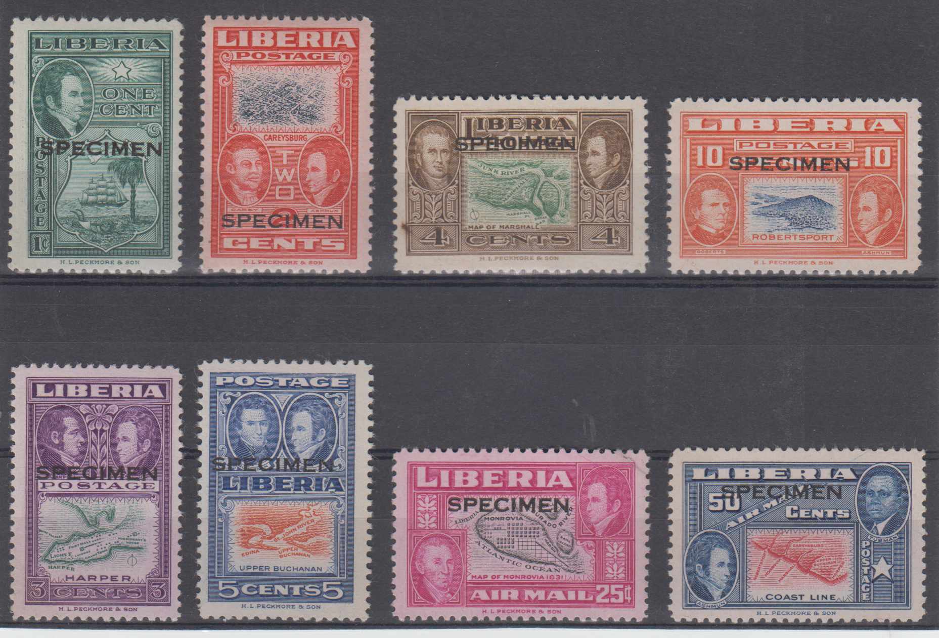 Liberia 1952 — Scott 332-337 & C68-c69