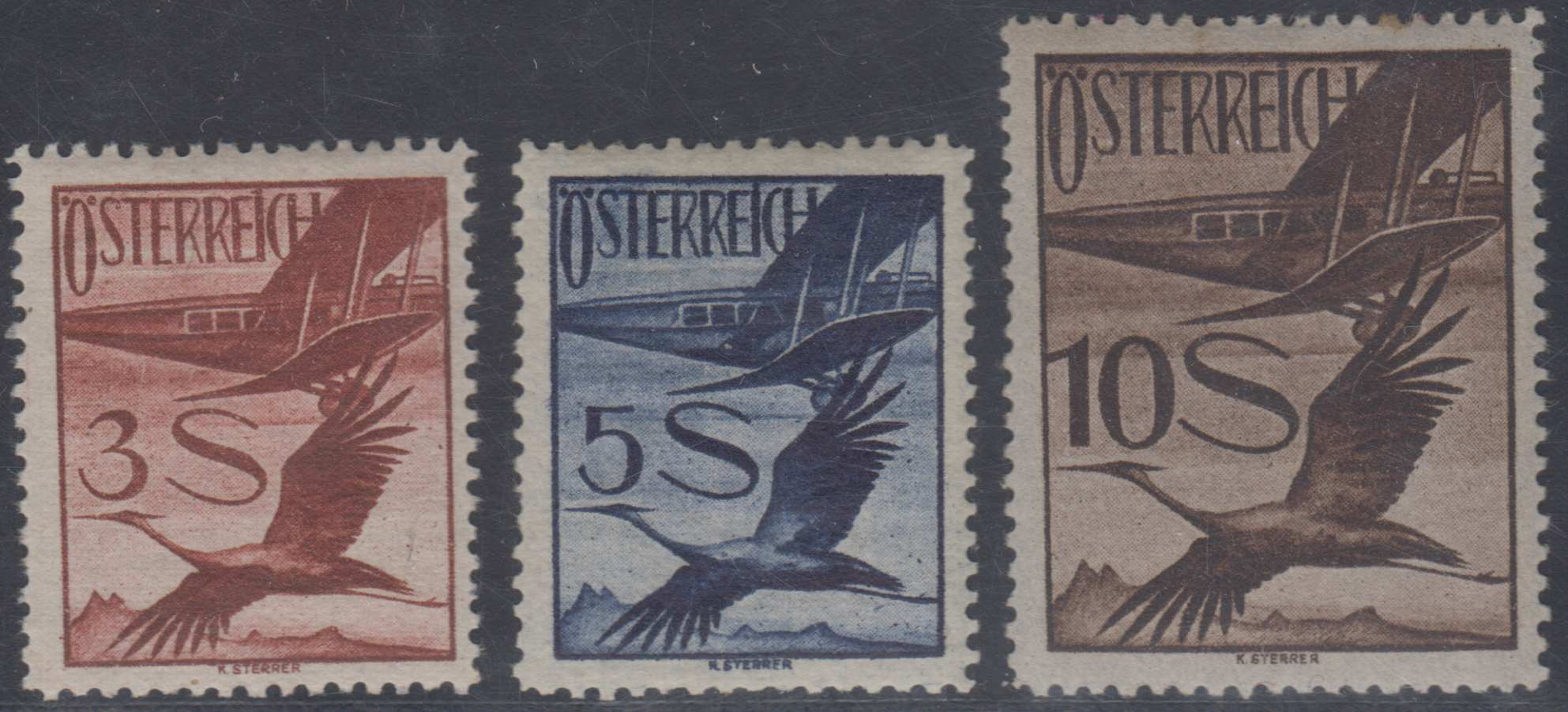 Austria 1925 — Airplane Passing Crane