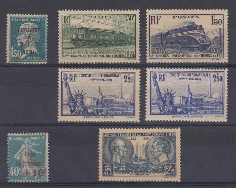 France 1927 — Scott 257, 327-328, 372-374 & B24