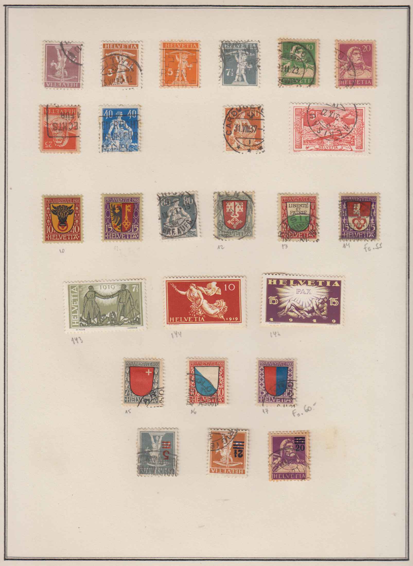 Switzerland 1882 — Collection of ordinary & semipostal stamps on 11 album pages including full sets & key…