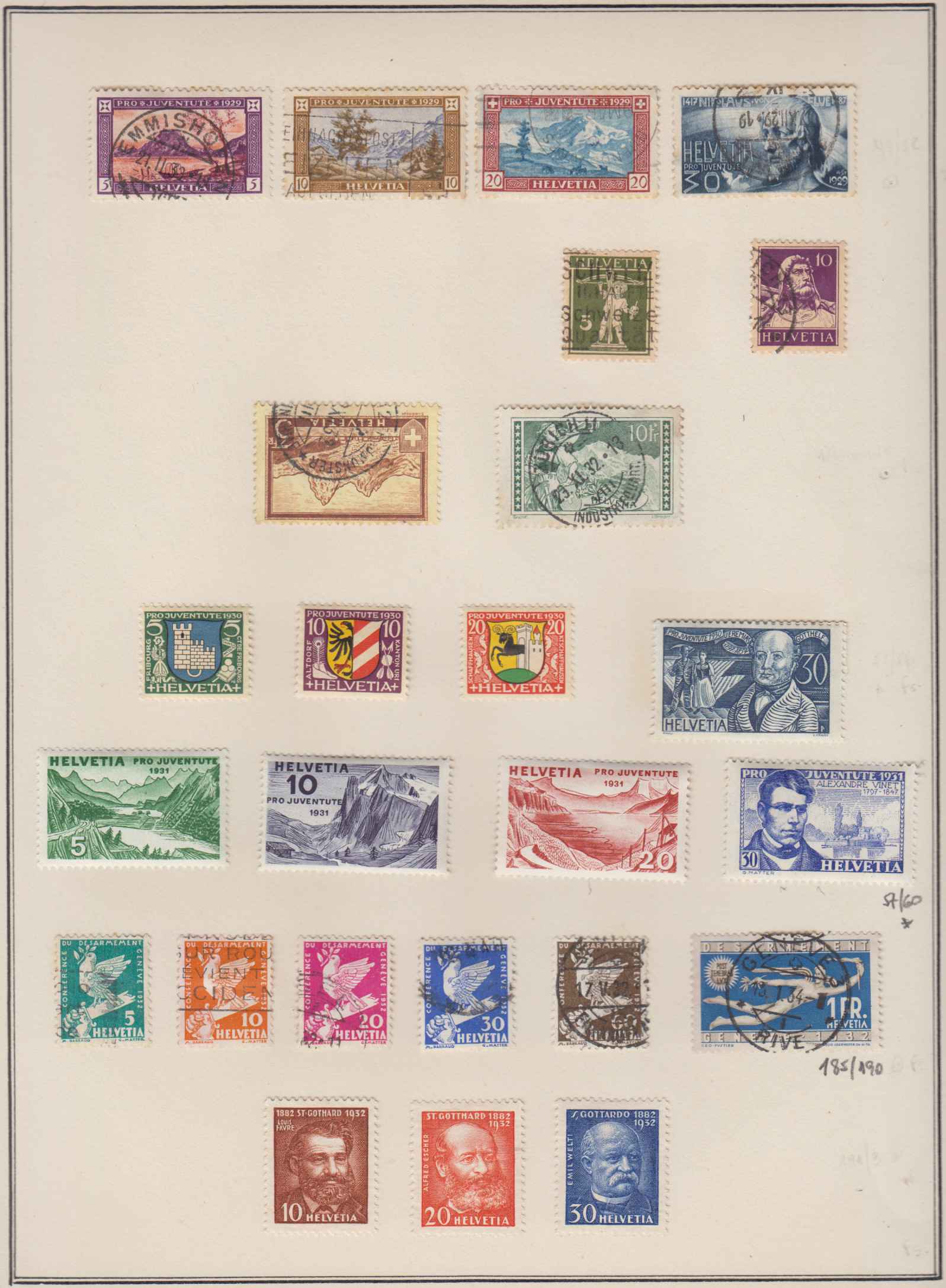 Switzerland 1882 — Collection of ordinary & semipostal stamps on 11 album pages including full sets & key…