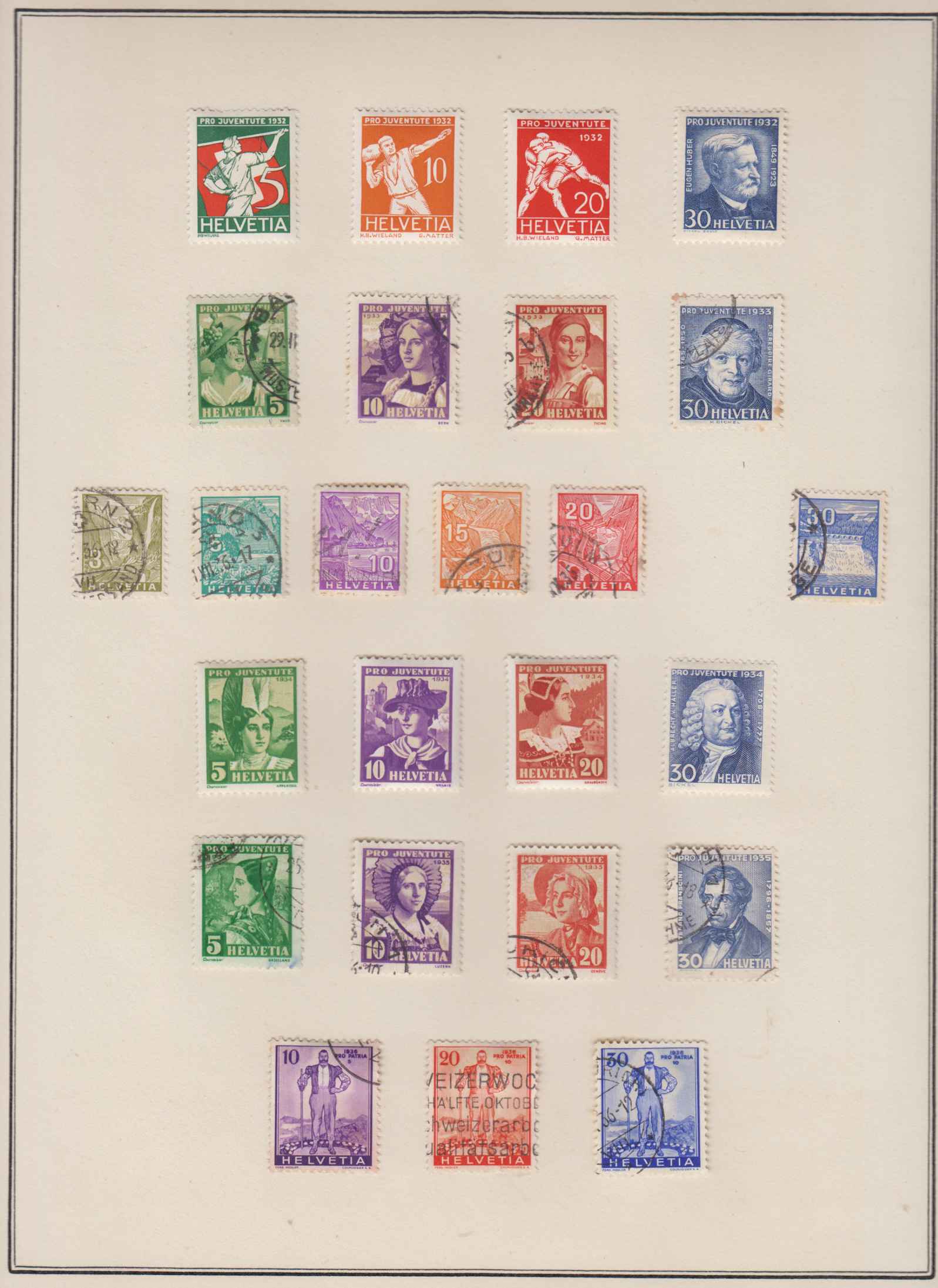 Switzerland 1882 — Collection of ordinary & semipostal stamps on 11 album pages including full sets & key…