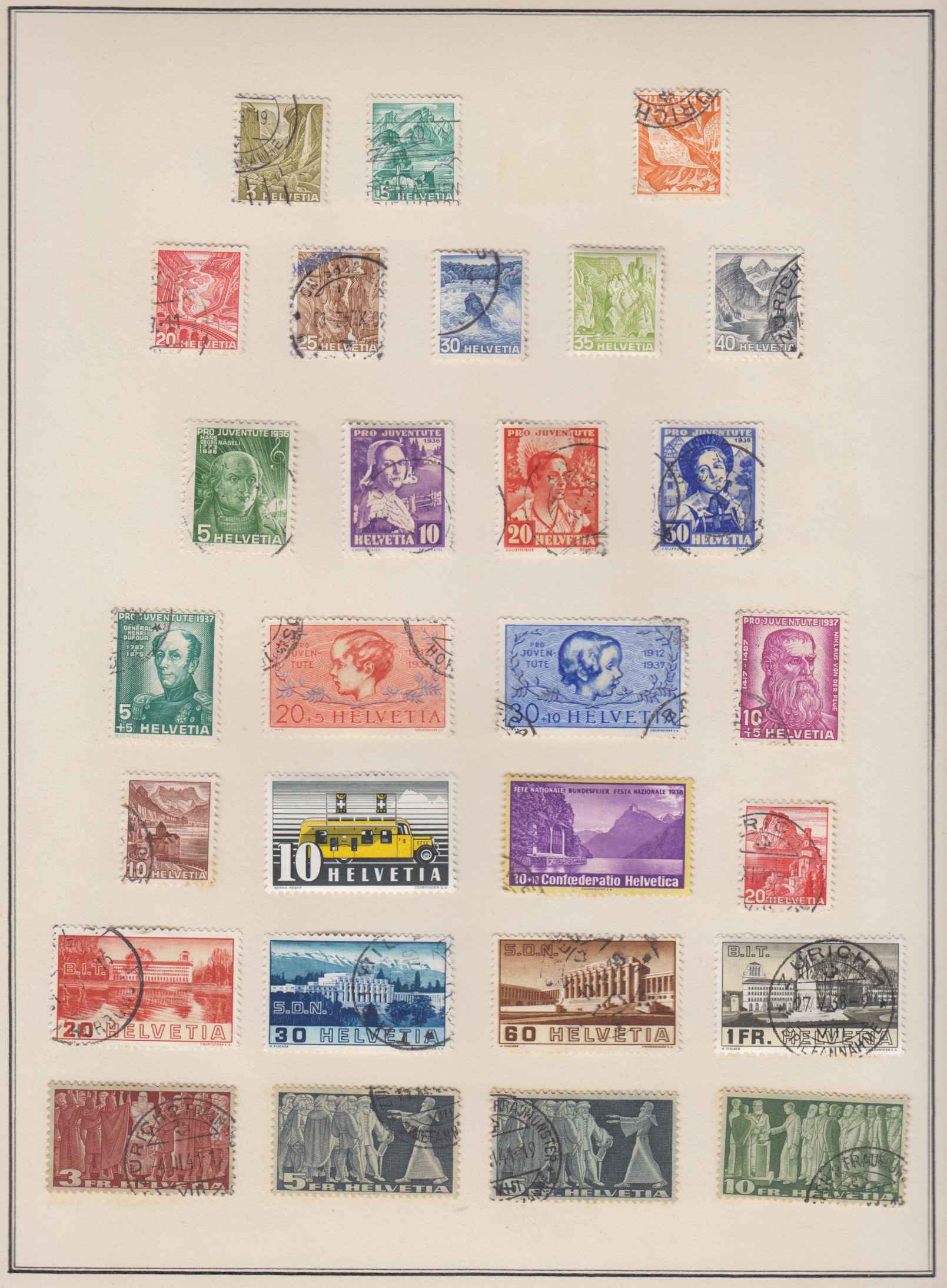 Switzerland 1882 — Collection of ordinary & semipostal stamps on 11 album pages including full sets & key…