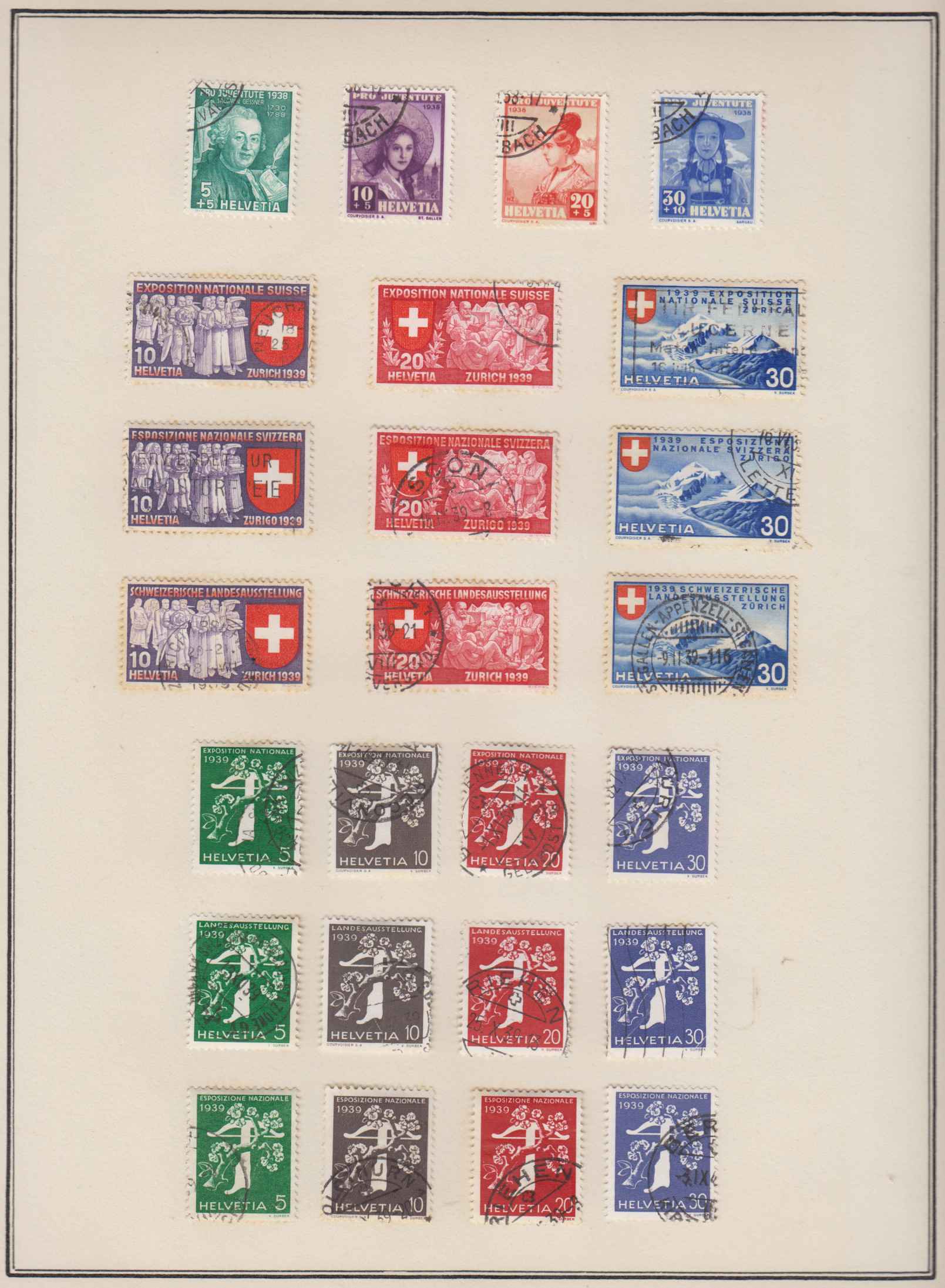 Switzerland 1882 — Collection of ordinary & semipostal stamps on 11 album pages including full sets & key…