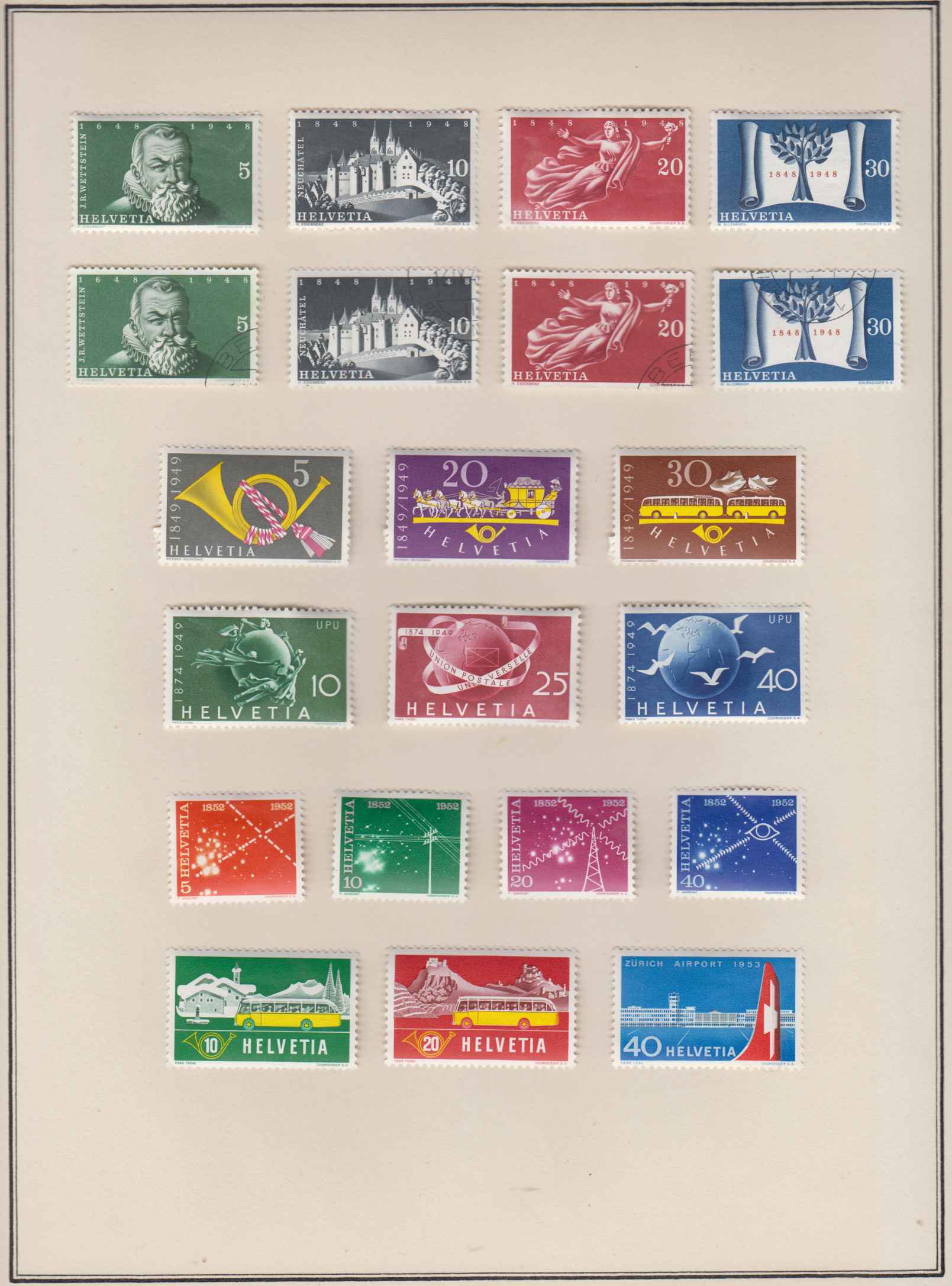 Switzerland 1941 — Ordinary & semipostal stamps collection on 14 pages, chiefly in full sets with much…