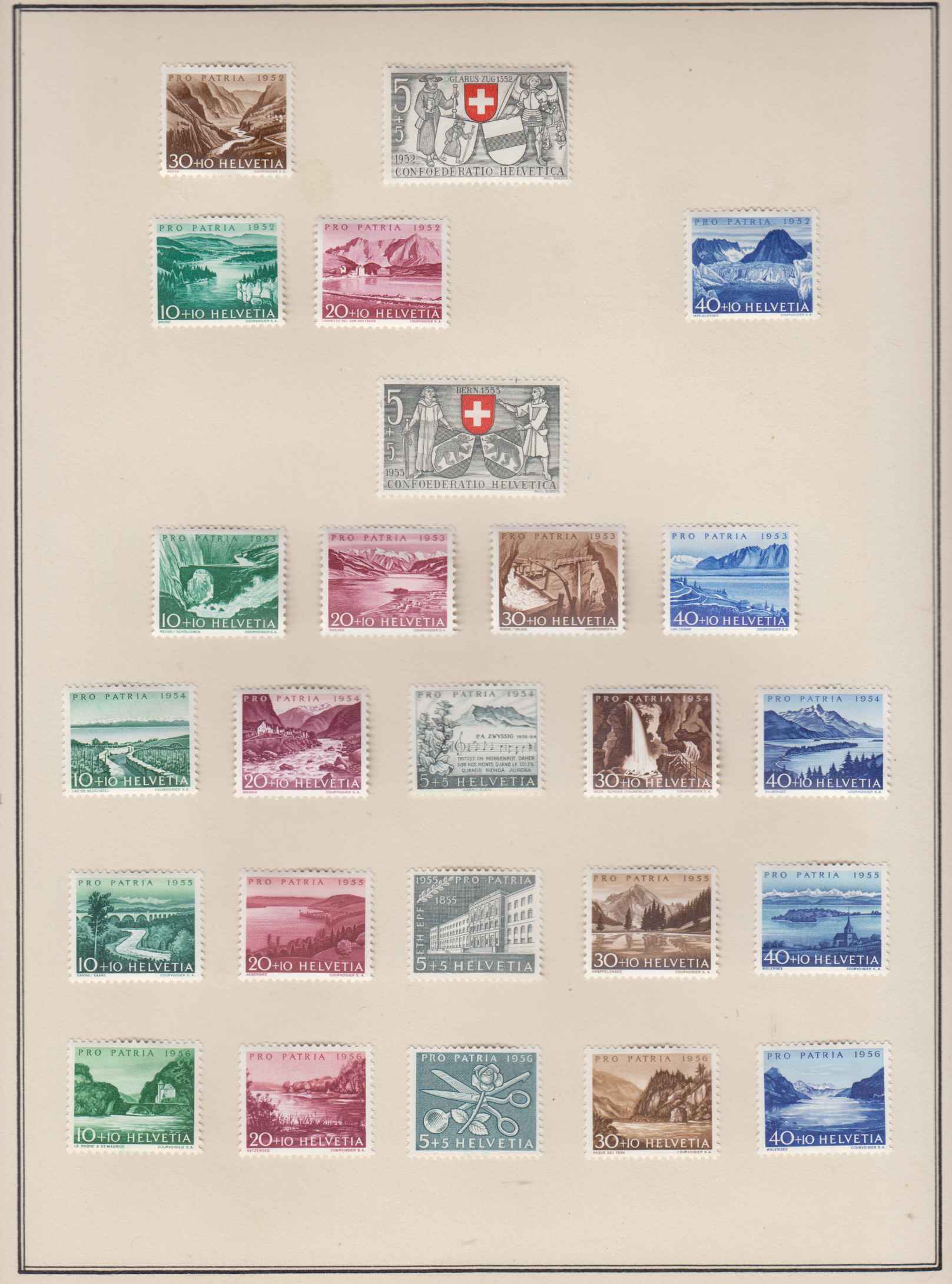 Switzerland 1941 — Ordinary & semipostal stamps collection on 14 pages, chiefly in full sets with much…