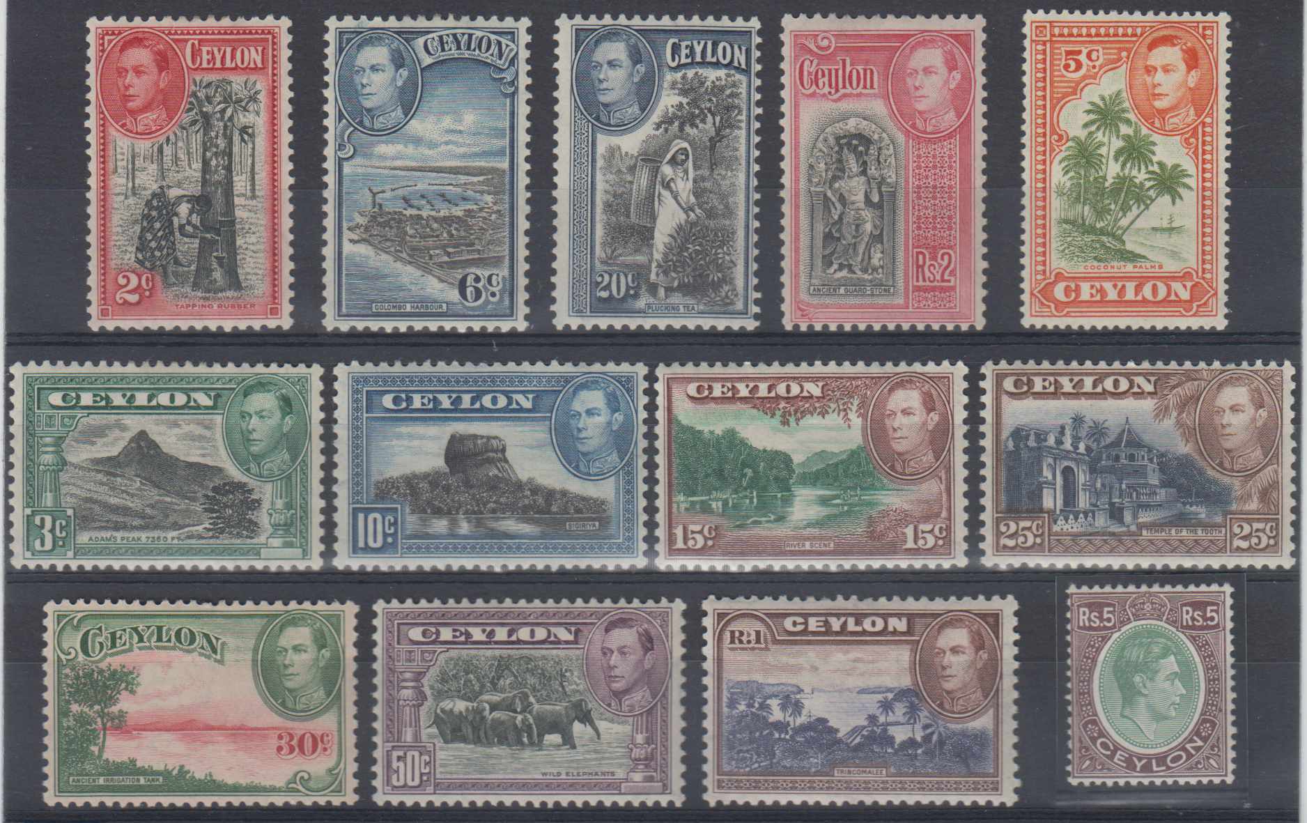Ceylon 1938 — Scott 278-289 & 292