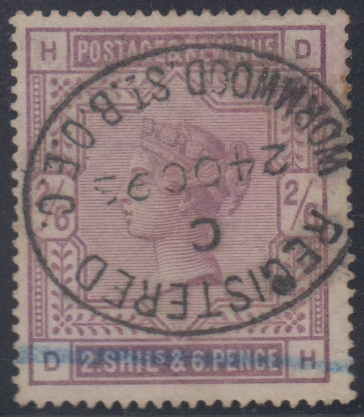 Great Britain 1893 — Scott 96 used by blue crayon & choice oval "Registered C Wormwood ST