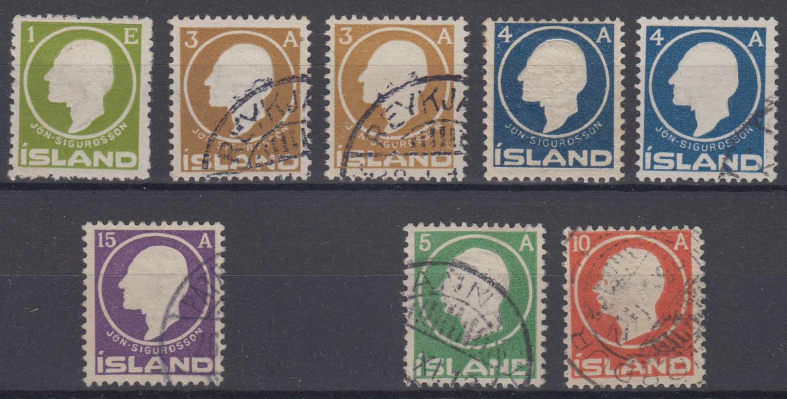 Iceland 1911 — Scott 86-88, 90 & 92-93