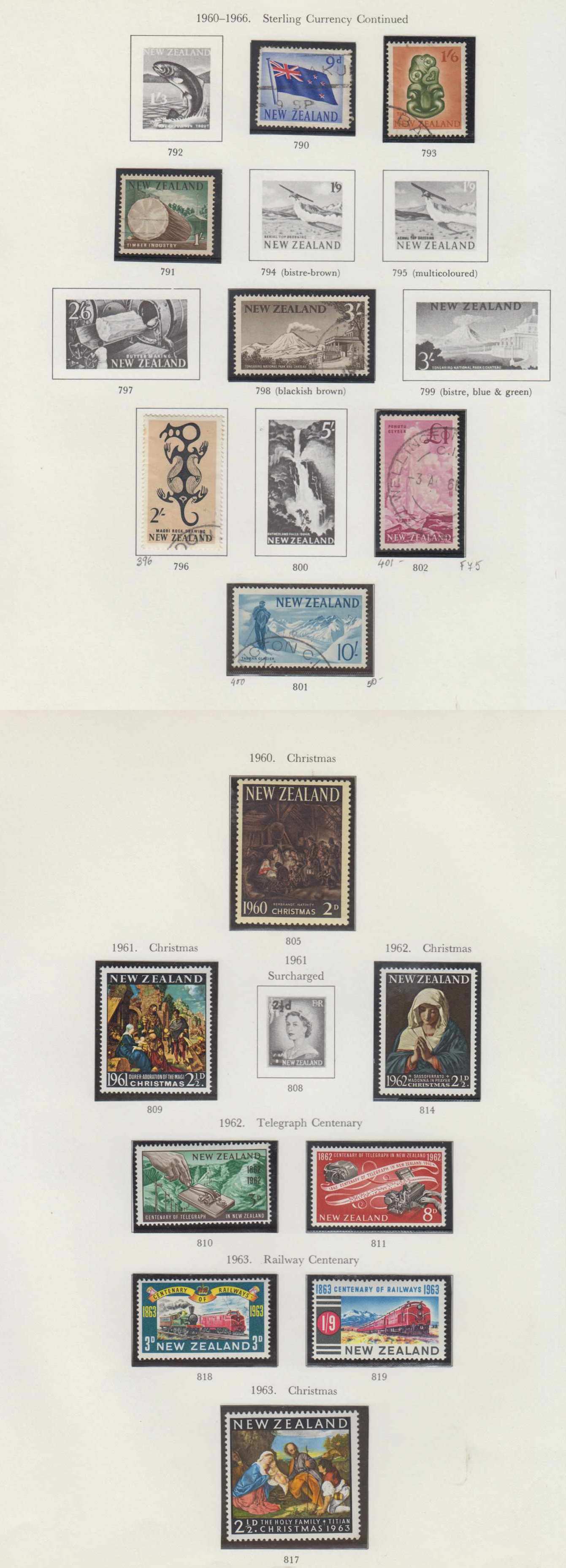 New Zealand 1960 — Ordinary & semi postal issues collection on 19 Stanley Gibbons album pages, chiefly…
