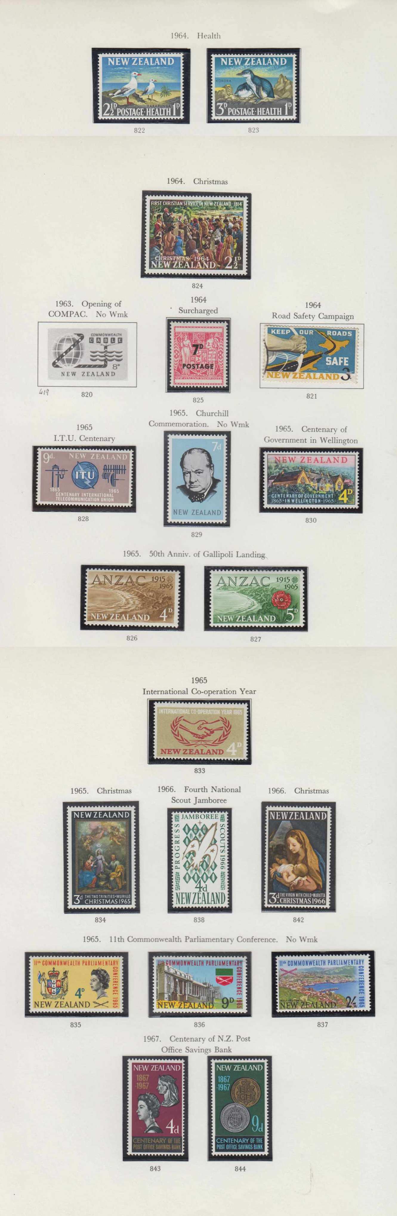 New Zealand 1960 — Ordinary & semi postal issues collection on 19 Stanley Gibbons album pages, chiefly…