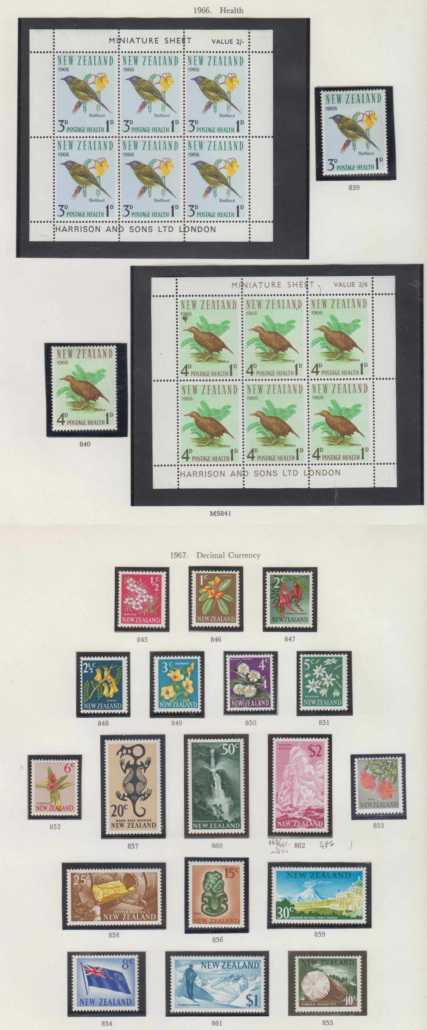 New Zealand 1960 — Ordinary & semi postal issues collection on 19 Stanley Gibbons album pages, chiefly…