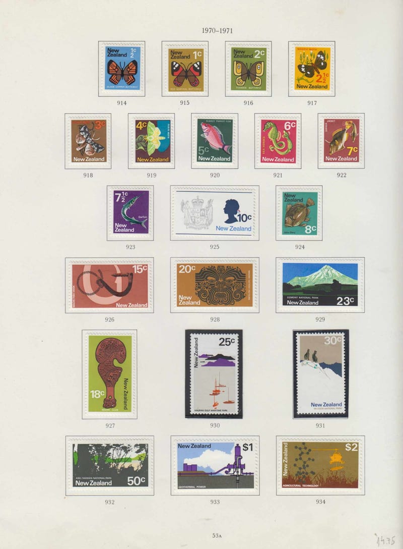 New Zealand 1970 — Ordinary & semipostal issues collection on 37 Stanley Gibbons album pages with complete…
