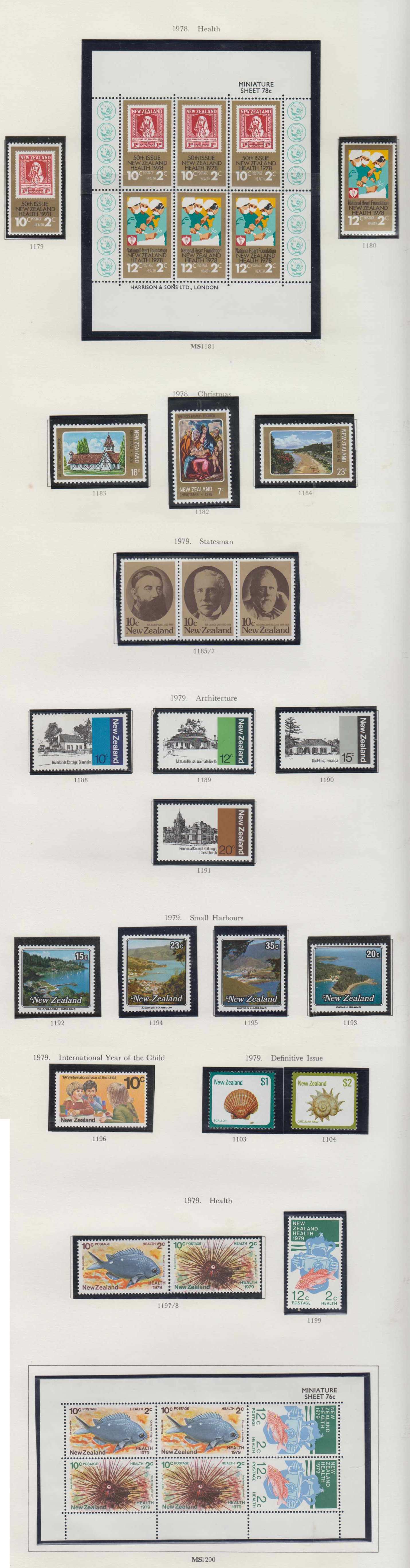 New Zealand 1970 — Ordinary & semipostal issues collection on 37 Stanley Gibbons album pages with complete…