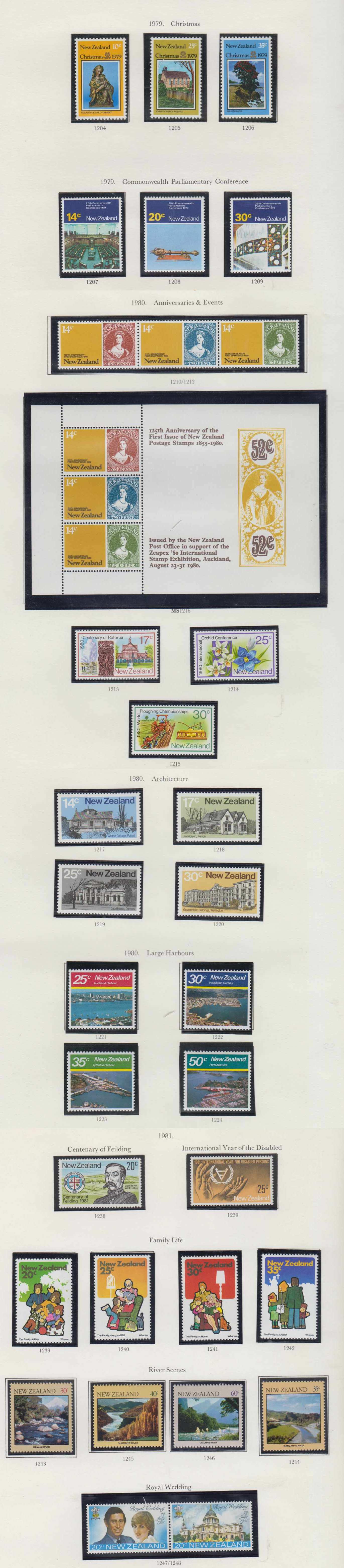 New Zealand 1970 — Ordinary & semipostal issues collection on 37 Stanley Gibbons album pages with complete…