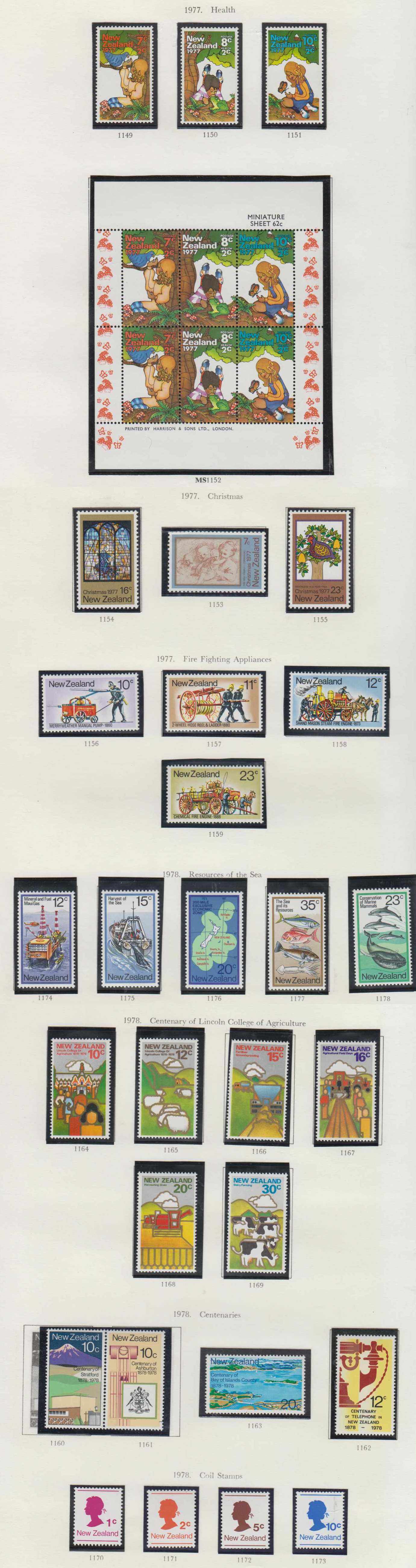 New Zealand 1970 — Ordinary & semipostal issues collection on 37 Stanley Gibbons album pages with complete…