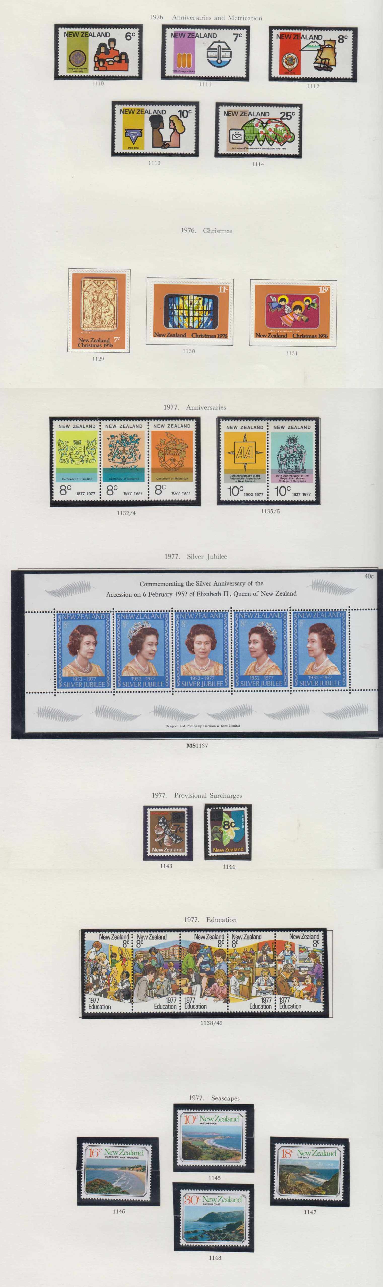 New Zealand 1970 — Ordinary & semipostal issues collection on 37 Stanley Gibbons album pages with complete…