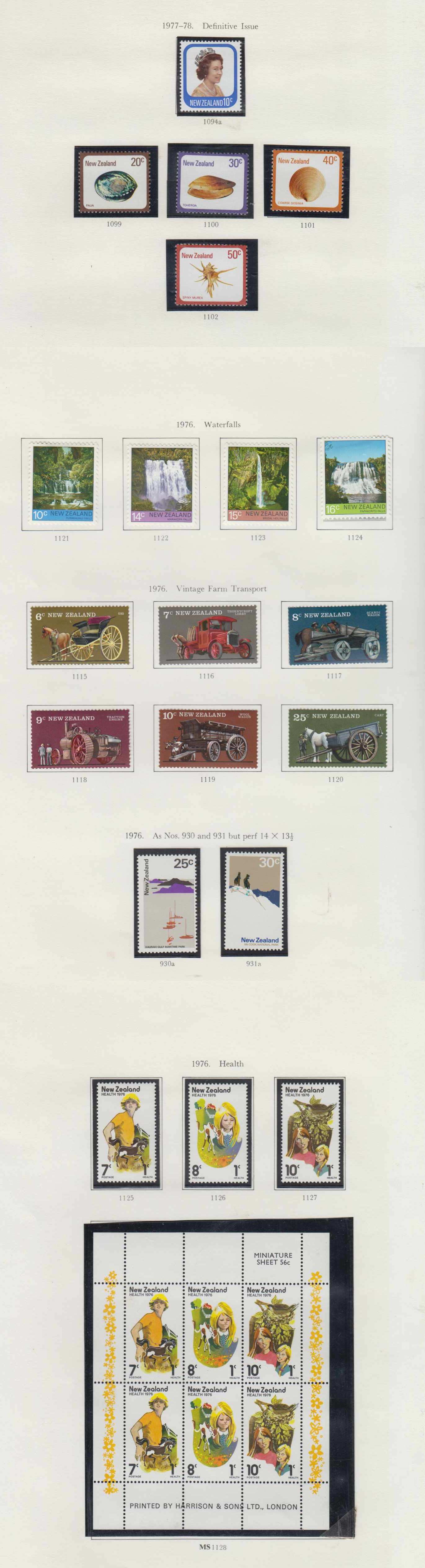 New Zealand 1970 — Ordinary & semipostal issues collection on 37 Stanley Gibbons album pages with complete…