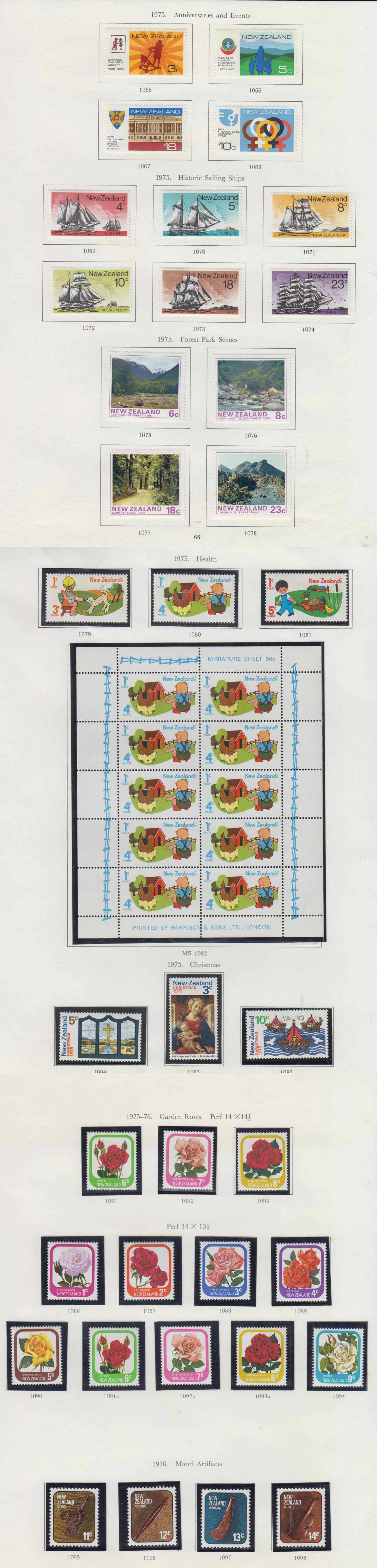 New Zealand 1970 — Ordinary & semipostal issues collection on 37 Stanley Gibbons album pages with complete…