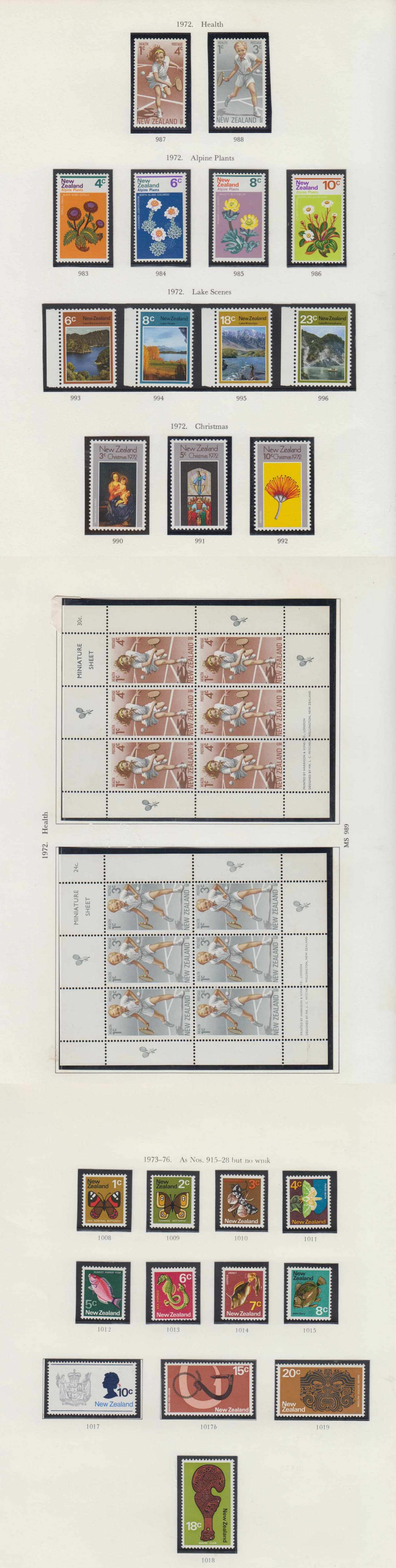 New Zealand 1970 — Ordinary & semipostal issues collection on 37 Stanley Gibbons album pages with complete…