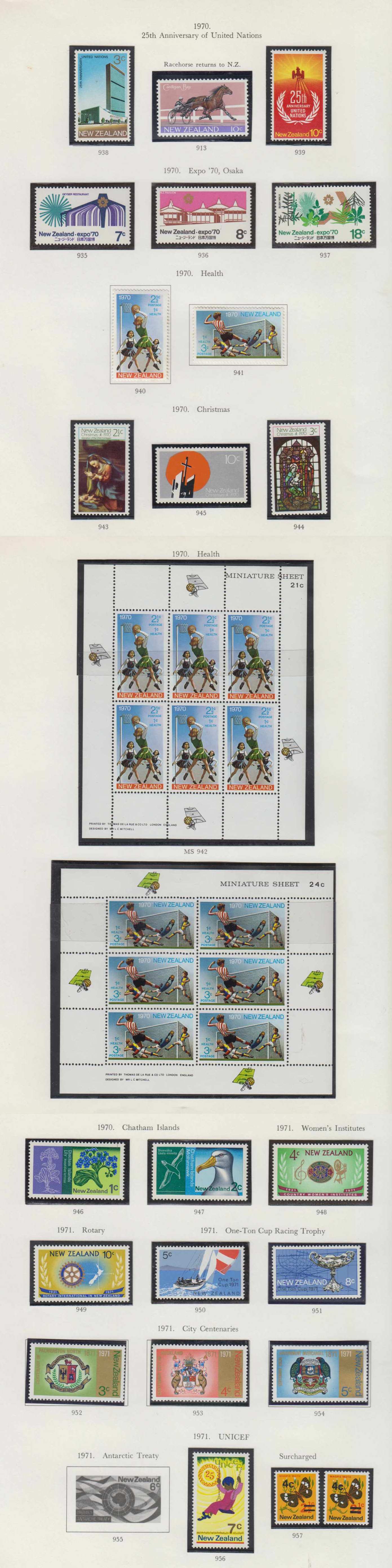 New Zealand 1970 — Ordinary & semipostal issues collection on 37 Stanley Gibbons album pages with complete…