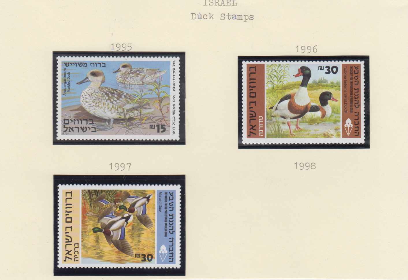Israel 1989 — Duck Stamps & Souvenir Sheets